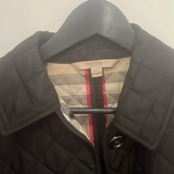 Burberry Brit Black Quilted Jacket with Nova Check Plaid- S - Picture 6 of 7